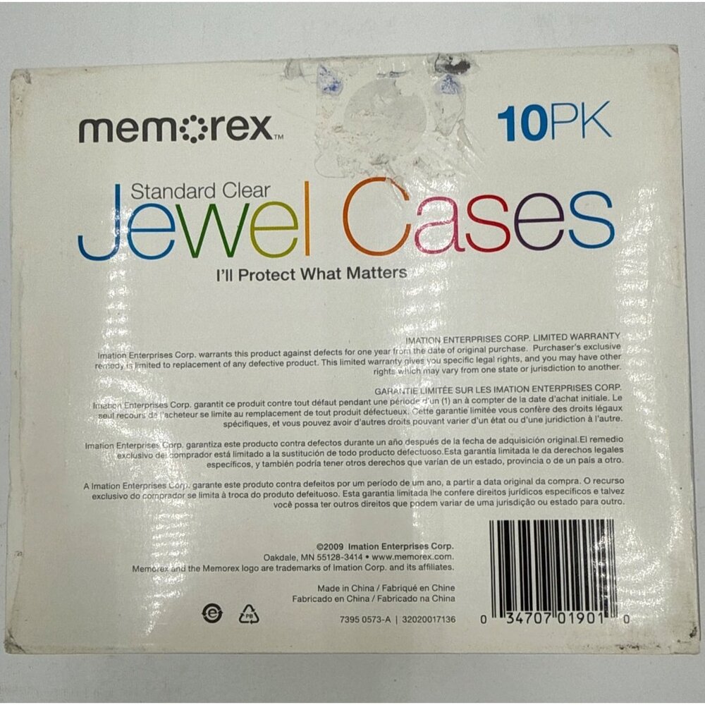 Memorex 10PK Standard Clear Jewel Cases For CD Storage & Protection NEW